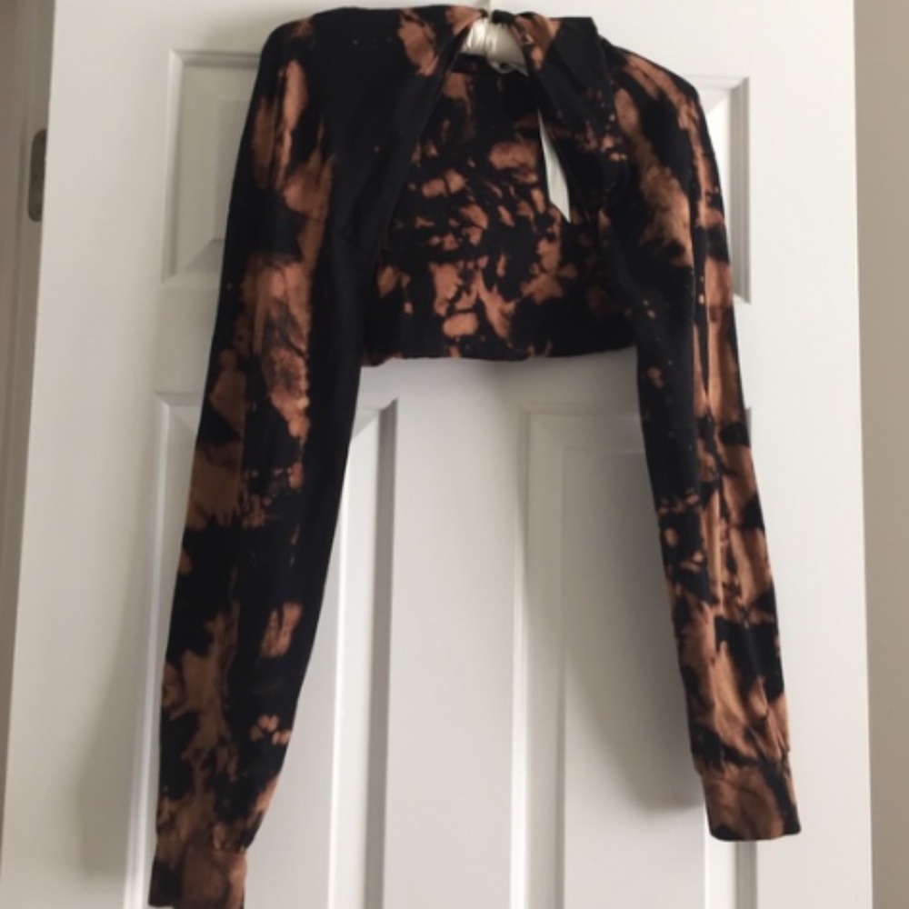 Black Bleached Crop Hoodie